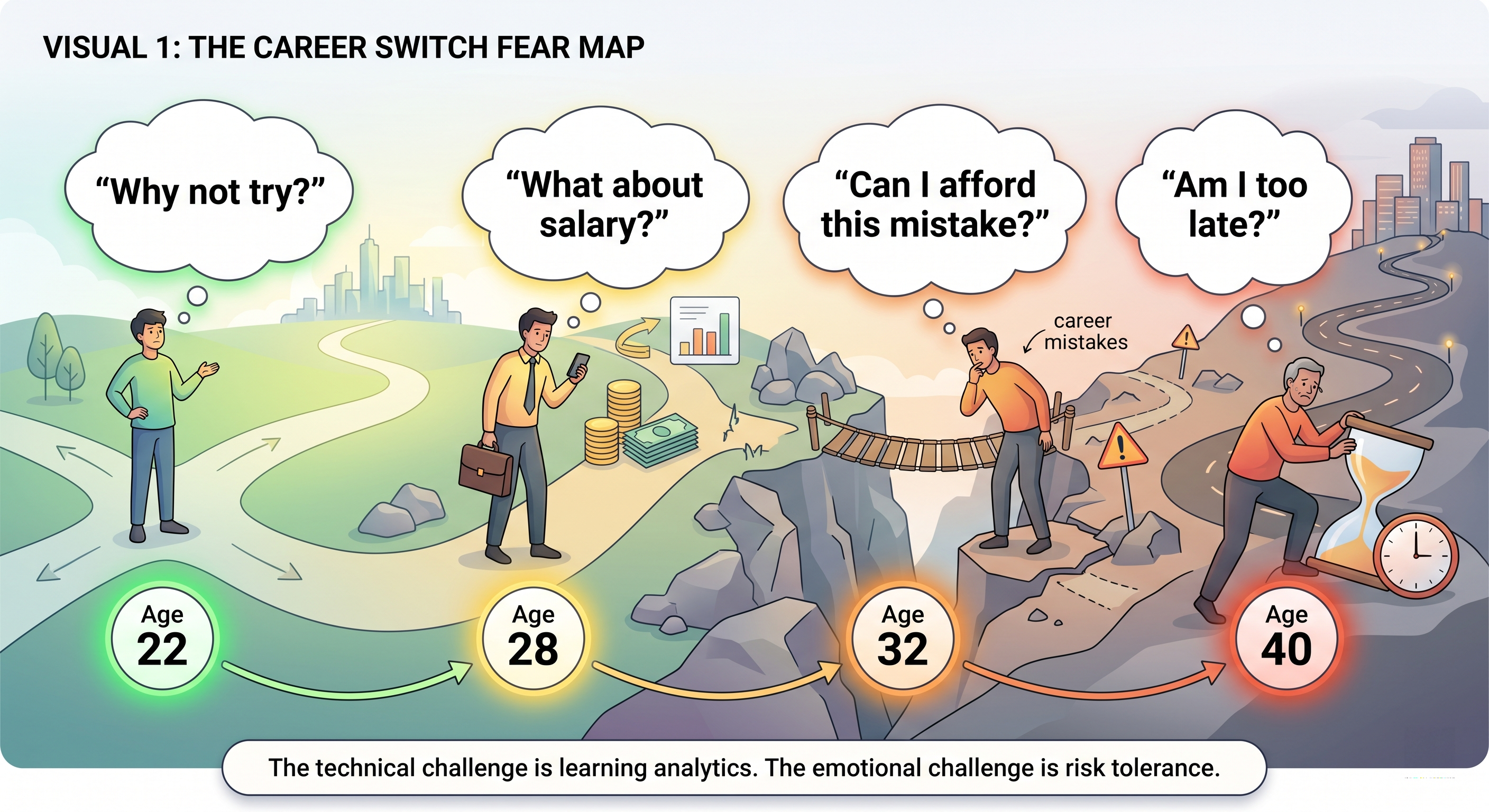 The technical challenge is learning analytics. The emotional challenge is risk tolerance.
