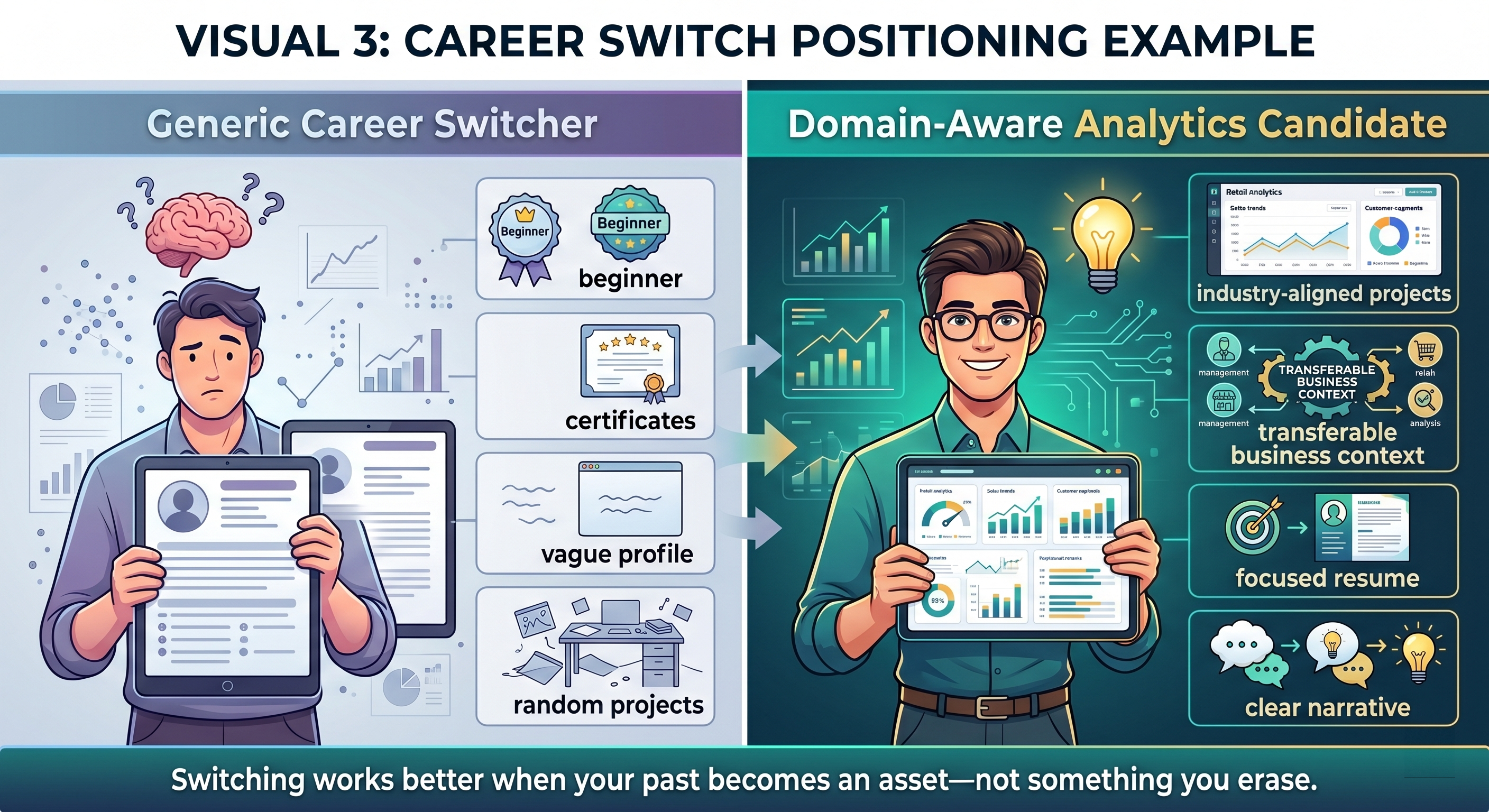 Switching works better when your past becomes an asset—not something you erase.